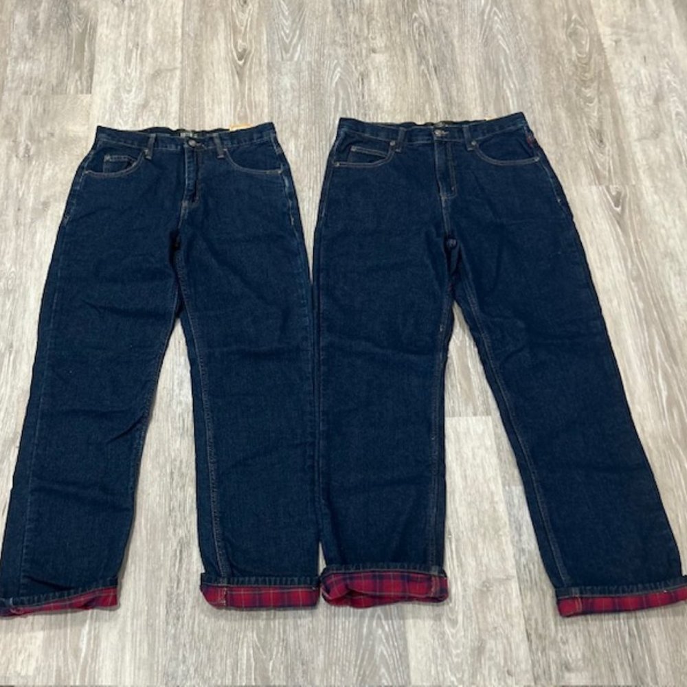 LOT OF 2 NWT RED HEAD MEN'S FLEECE LINED BLUE DENIM JEANS DARK WASH SIZE 32 X 32